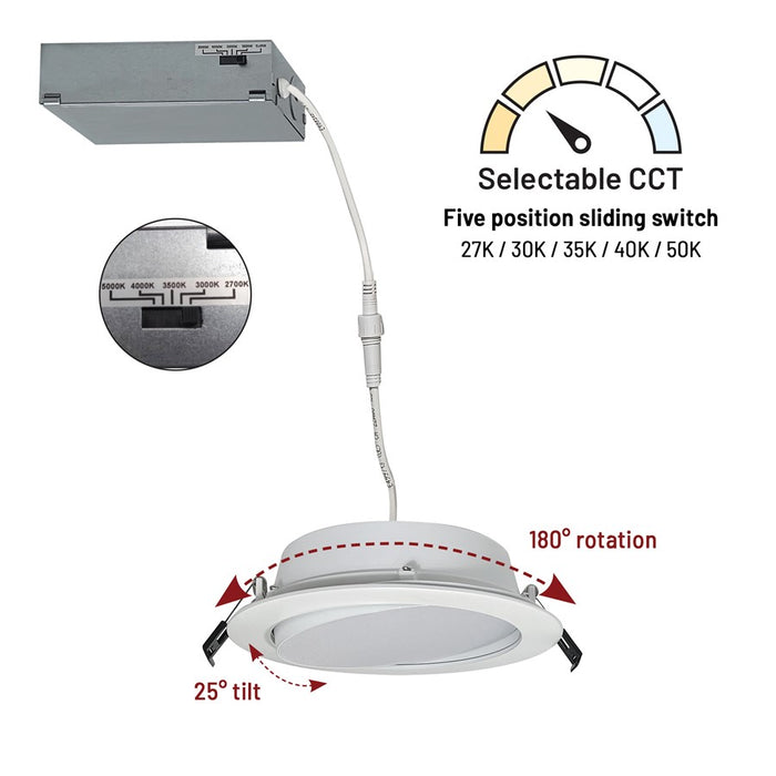 Nora 6" Flin LED Downlight, 1100Lm/13W/White