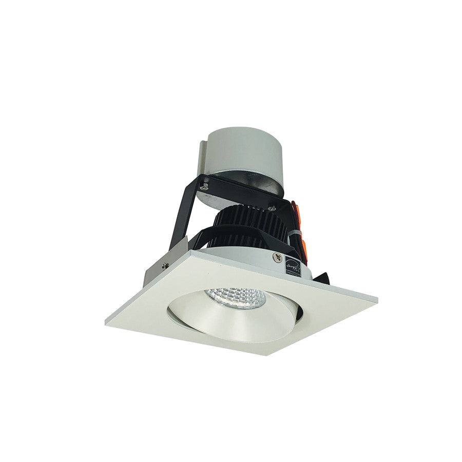 Nora 4" Iolite LED Sq Adj Cone, Wht, 2700K, Wh Rfl/Wh Flg - NIR-4SC27XWW-10