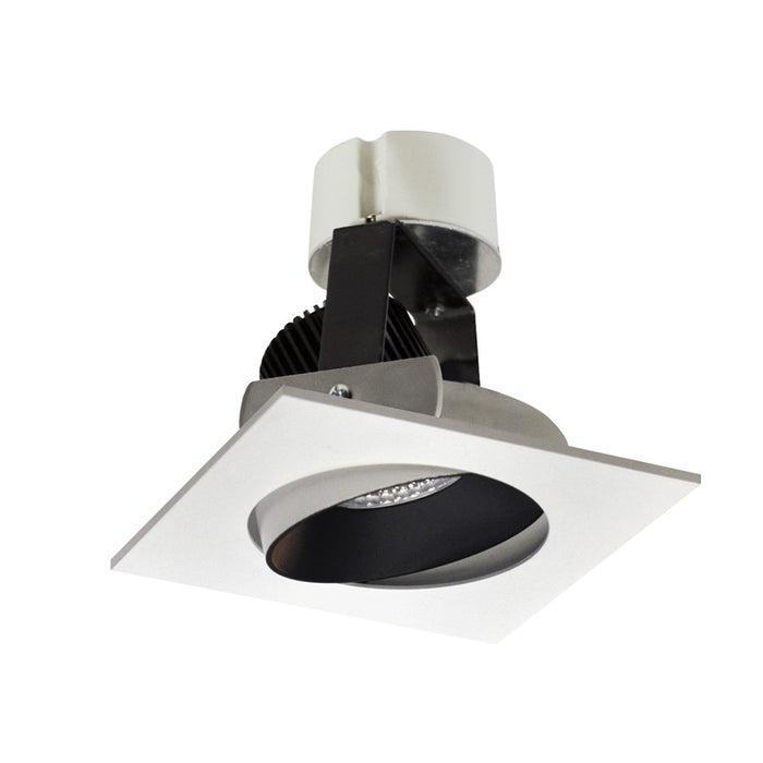 Nora 4" Iolite LED Sq Adj Cone, 3000K, Blk Rfl/Wh Flg - NIR-4SC30XBW-10