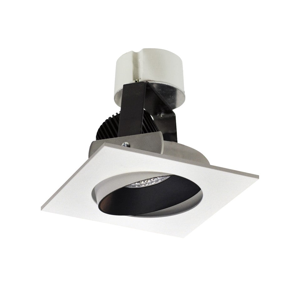 Nora 4" Iolite LED Sq Adj Cone, 3000K, Blk Rfl/Wh Flg - NIR-4SC30XBW-10