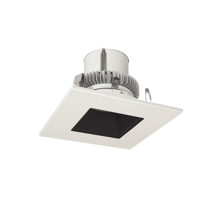 Nora 4" CC SQ Retro Ref/SQ Aper, 12W/4000K, BK/WH FL - NLCBC2-45640BW-10