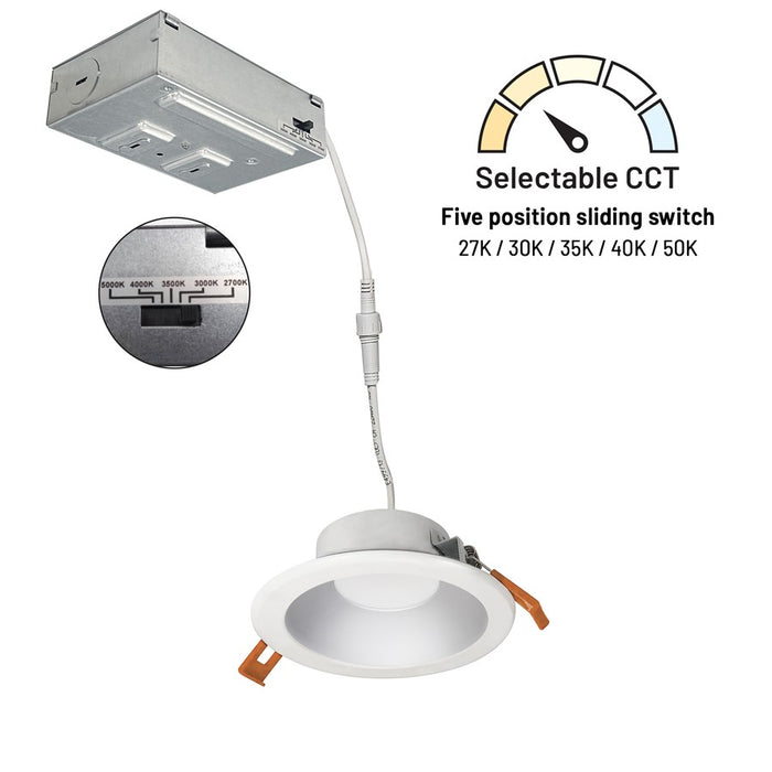 Nora 4" Theia LED Can-Less Downlight, 120V/10W/HZ Ref/WH FL