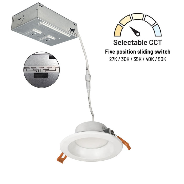 Nora 4" Theia LED Downlight/Selectable CCT/950Lm/10W/White