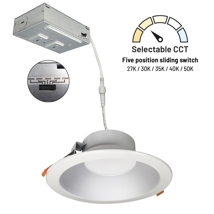 Nora 8" Theia LED Downlight, 120-277V 0-10V/Haze/White