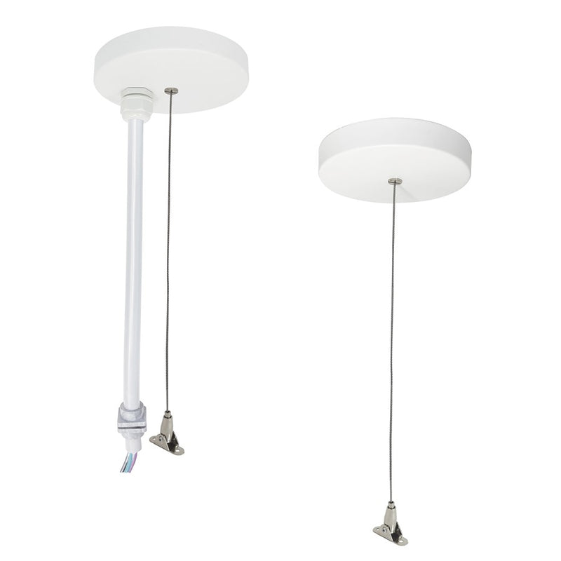 Nora 8' Pend Power/Aircraft Mt for NLUD, Wht/wired for EM, Wht - NLUD-PCCW-6W