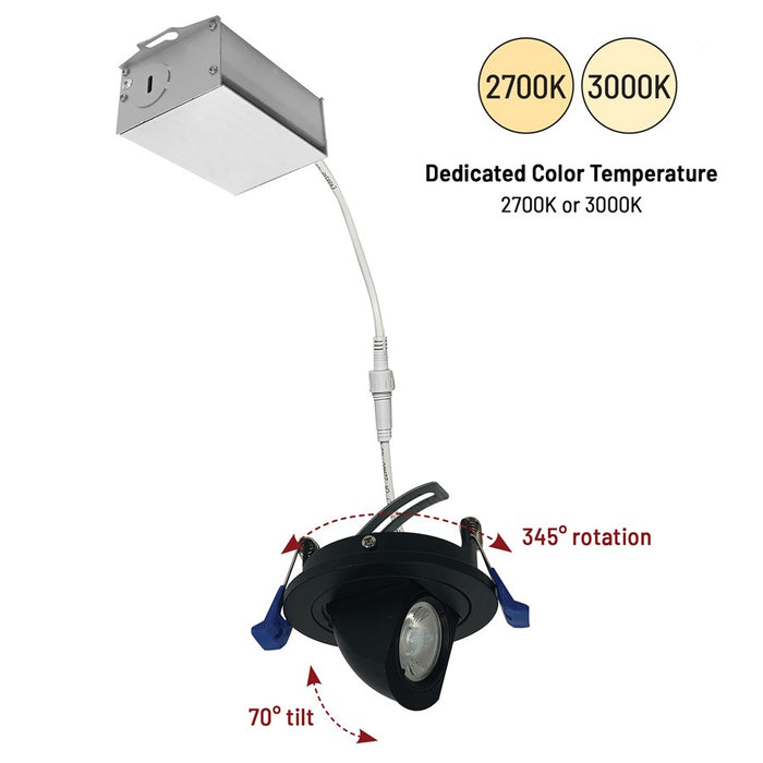 Nora 2" M2 Round LED Elbow/500Lm/7W/3000K, 120V/Black