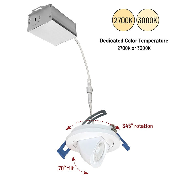 Nora 2" M2 Round LED Elbow/500Lm/7W/3000K, 120V/White