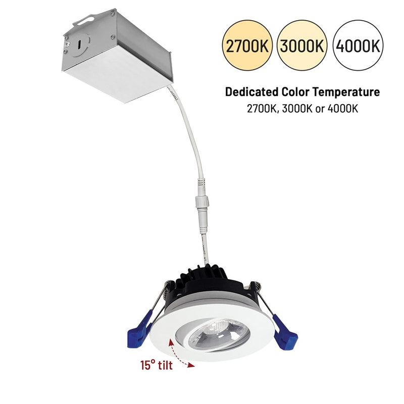 Nora 2" M2 Round LED Gimbal, 400Lm/6W/3000K, 120V/White