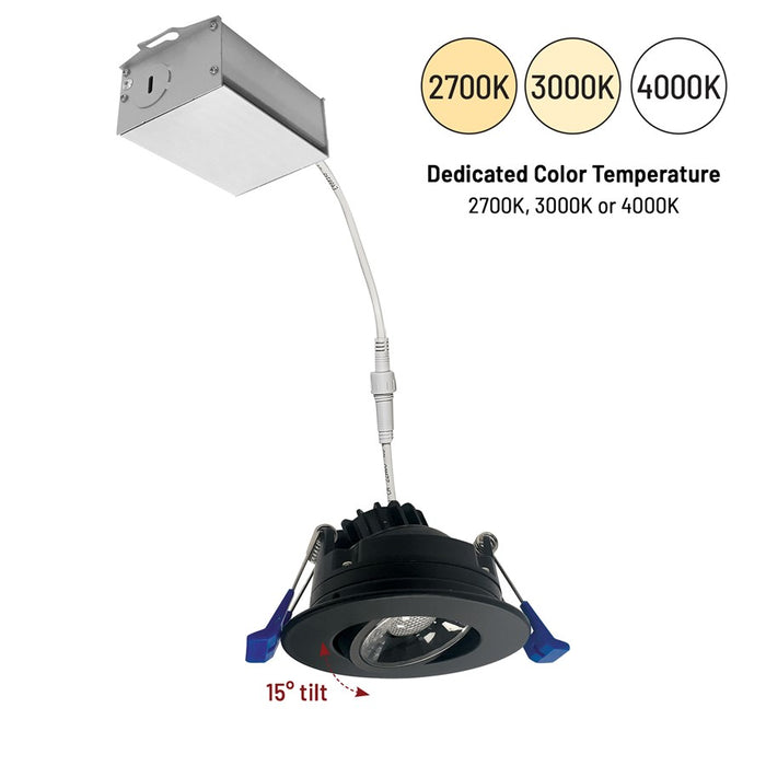 Nora 2" M2 Round LED Gimbal, 600Lm/8W/2700K, 120V/Black