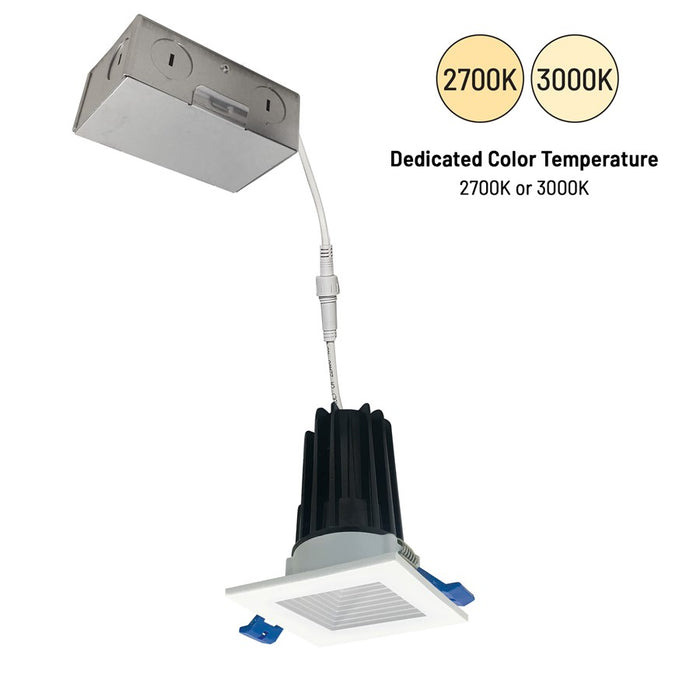 Nora 2" M2 SQ LED Baffled Downlight, 850Lm/10W/3000K, 120V/WH