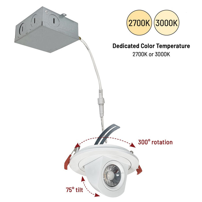 Nora 4" M4 Round LED Elbow/950Lm/12W/3000K, 120V/White
