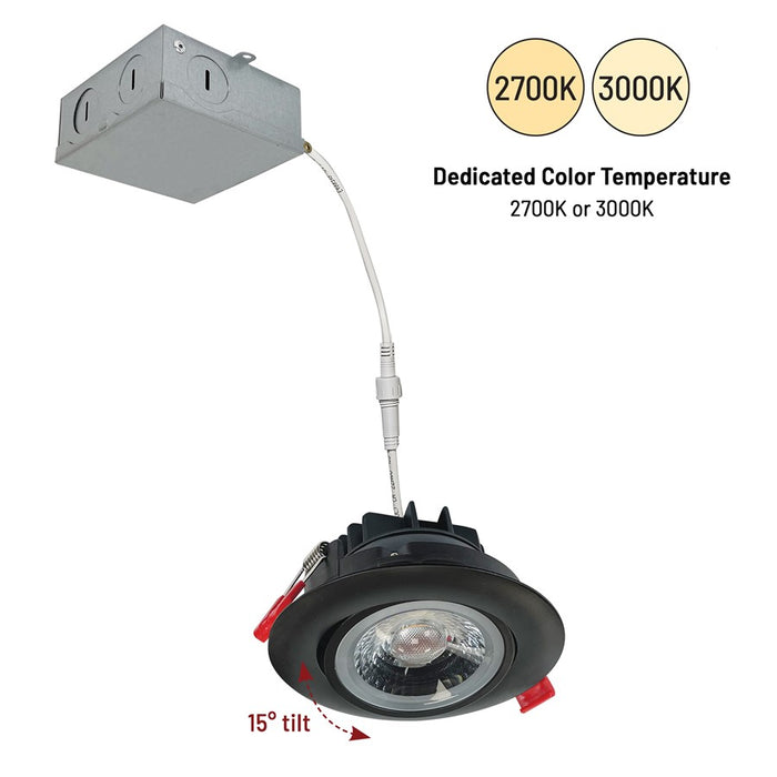 Nora 4" M4 Round LED Gimbal, 950Lm/12W/2700K, 120V/Black