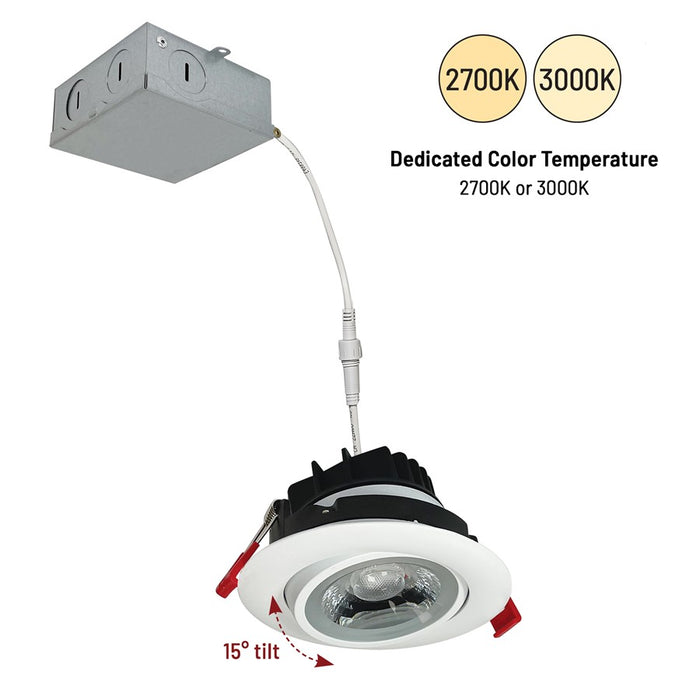 Nora 4" M4 Round LED Gimbal, 950Lm/12W/3000K, 120V/White