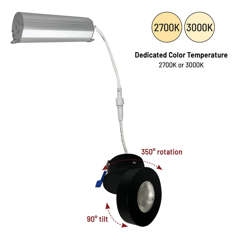 Nora 2" M-Wave Can-Less LED Downlight, 3000K, Black