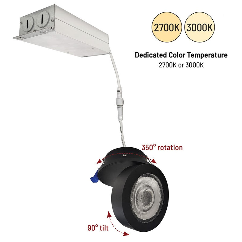 Nora 4" M-Wave Can-Less LED Downlight, 2700K, Black