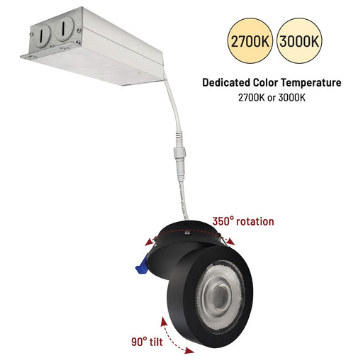 Nora 4" M-Wave Can-Less LED Downlight, 2700K, Black