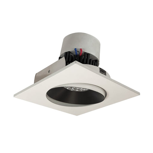 Nora 4" Pearl LED Sq Adj Cone, 2700K, Blk Rfl/Wh Flg - NPR-4SC27XBW
