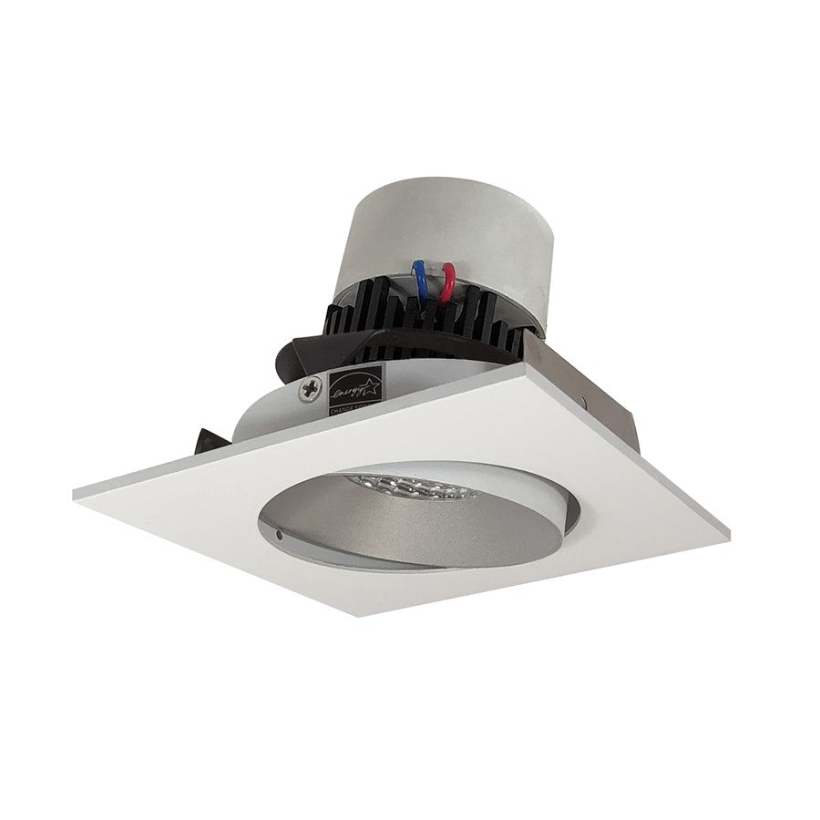 Nora 4" Pearl LED Sq Adj Cone, 3500K, Haze Rfl/Wh Flg - NPR-4SC35XHW