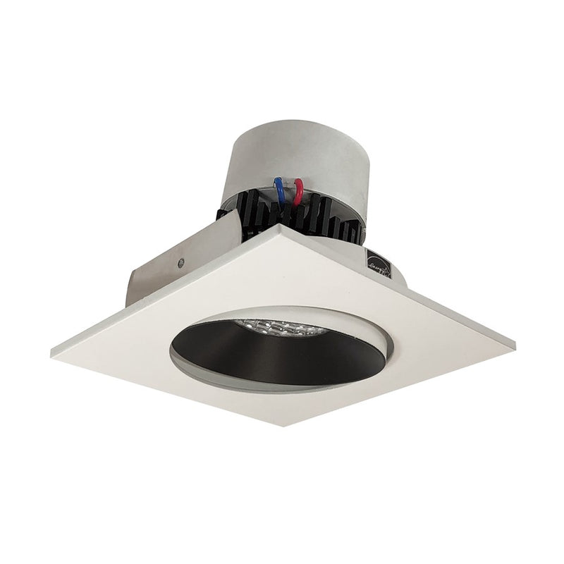 Nora 4" Pearl LED Sq Adj Cone, 4000K, Blk Rfl/Wh Flg - NPR-4SC40XBW