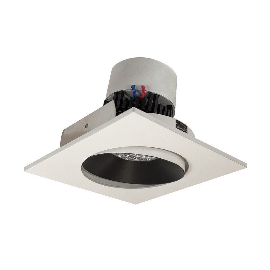 Nora 4" Pearl LED Sq Adj Cone, Comfort Dim, Blk Rfl/Wh Flg - NPR-4SCCDXBW