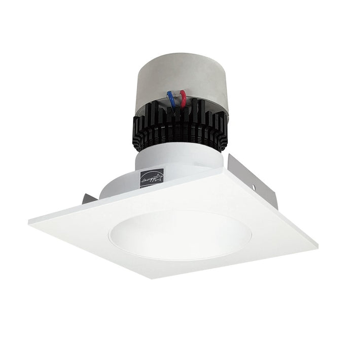 Nora 4" Pearl LED SQ Retro Reflect/RD Aper, 12W/2700K, WH/FL - NPR-4SNDC27XMPW