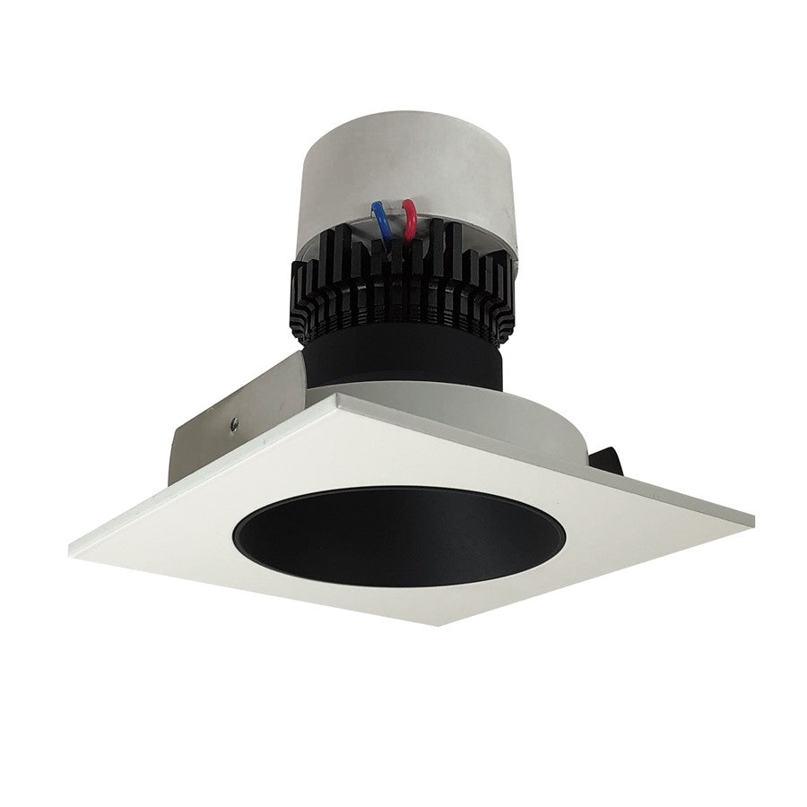 Nora 4" Pearl LED SQ Retro Reflect/RD Aper, 12W/3000K, BK/WH FL - NPR-4SNDC30XBW