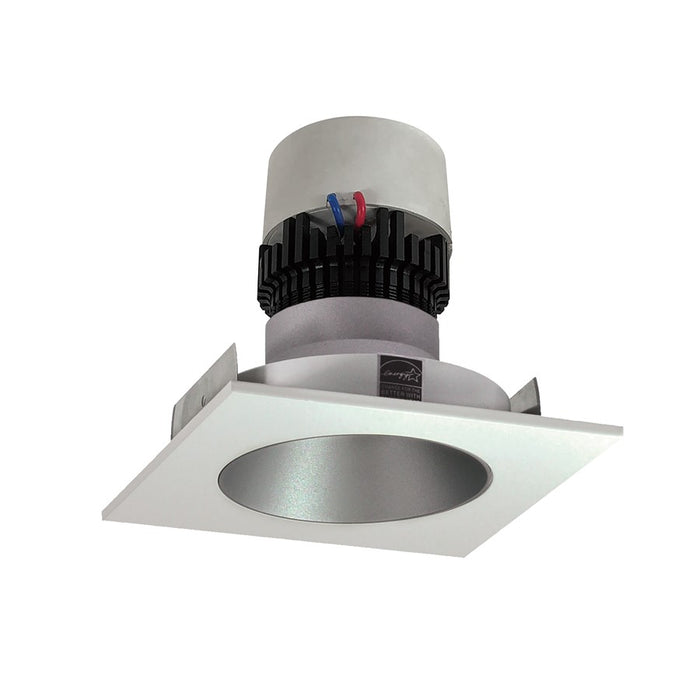 Nora 4" Pearl LED SQ Retro Reflect/RD Aper, 12W/3000K, HZ/WH FL - NPR-4SNDC30XHW