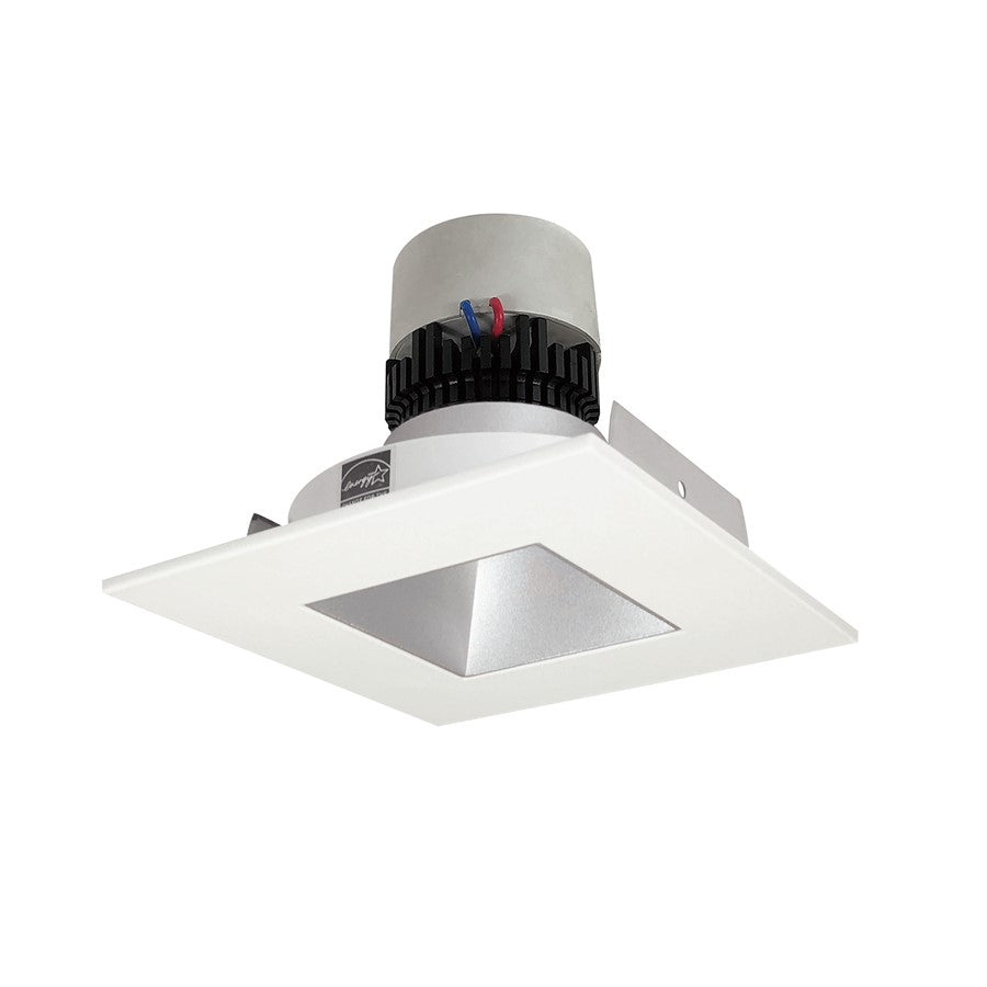 Nora 4" Pearl LED Sq Retro Rfl/Sq Ap, 2700K, Haze Rfl/Wh Flg - NPR-4SNDSQ27XHW