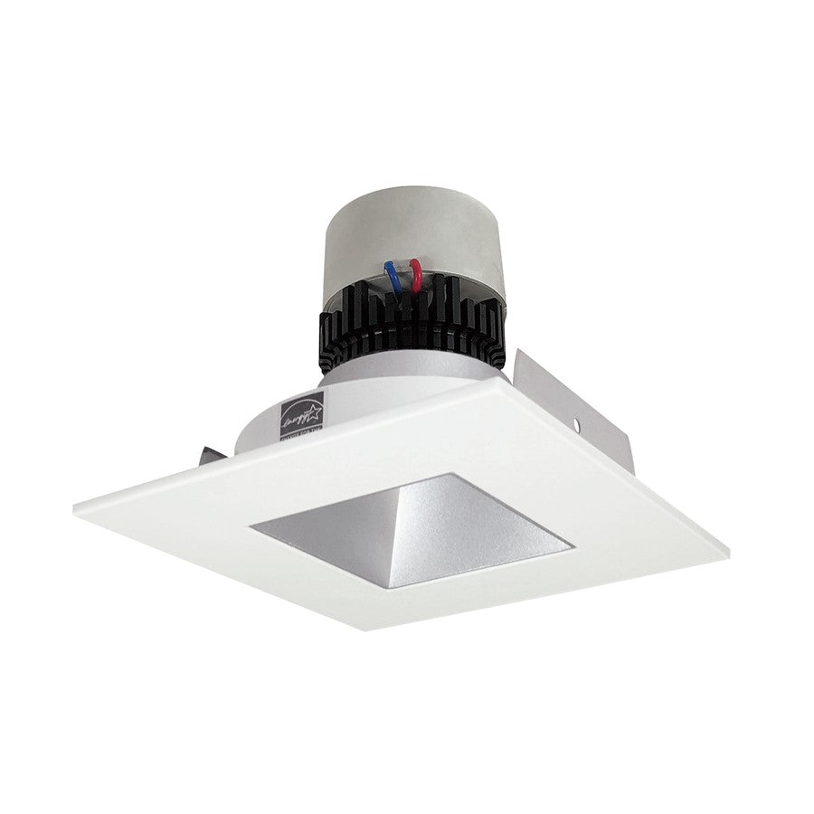 Nora 4" Pearl LED Sq Retro Rfl/Sq, 3000K, Haze Rfl/MPW Flg - NPR-4SNDSQ30XHZMPW