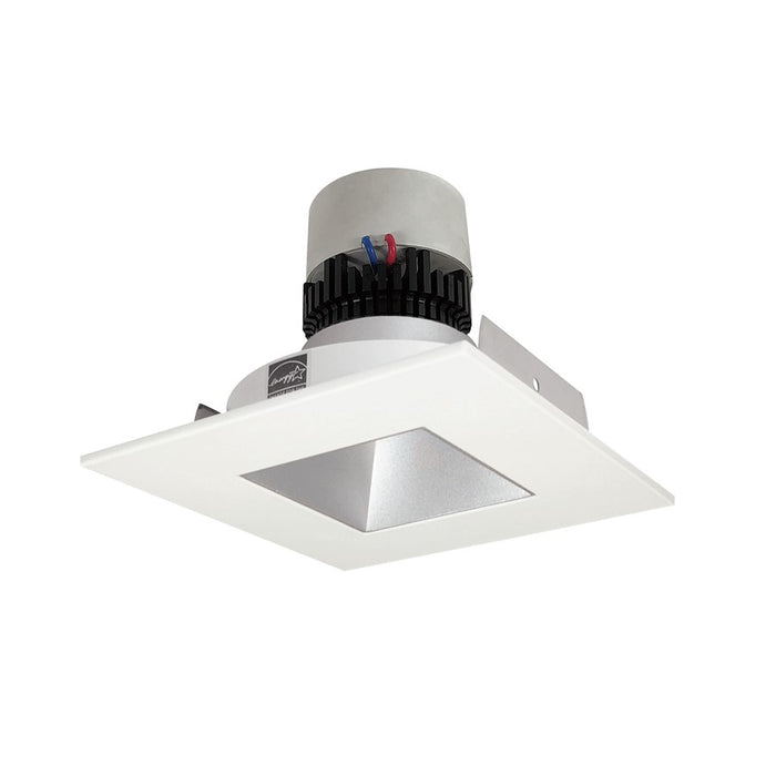 Nora 4" Pearl LED Sq Retro Rfl/Sq Ap, 4000K, Haze Rfl/Wh Flg - NPR-4SNDSQ40XHW