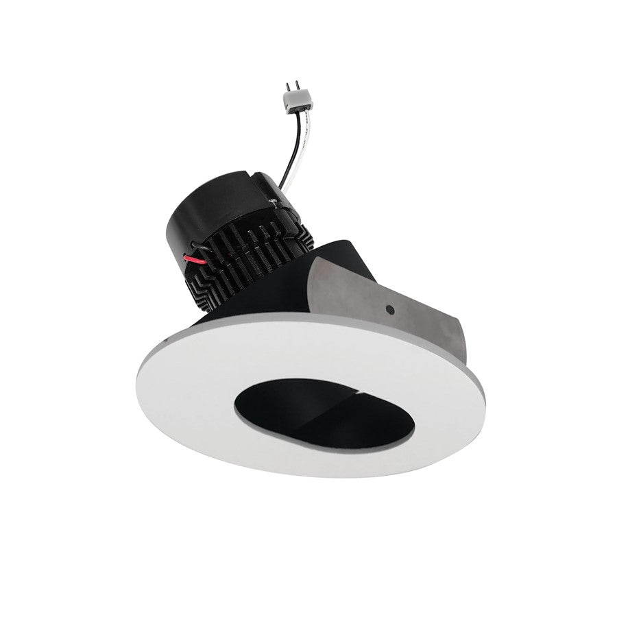 Nora 4" Pearl LED Rd Slot Aper Retro, 950Lm/11W/3000K, B/W - NPRLV-4RSL30XBMPW