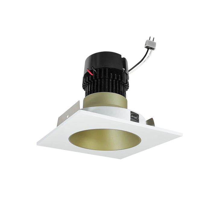 Nora 4" Pearl LED Sq Retro Ref/Round Ap, 11W/2700K, HZ/WH - NPRLV-4SNDC27XCHMPW