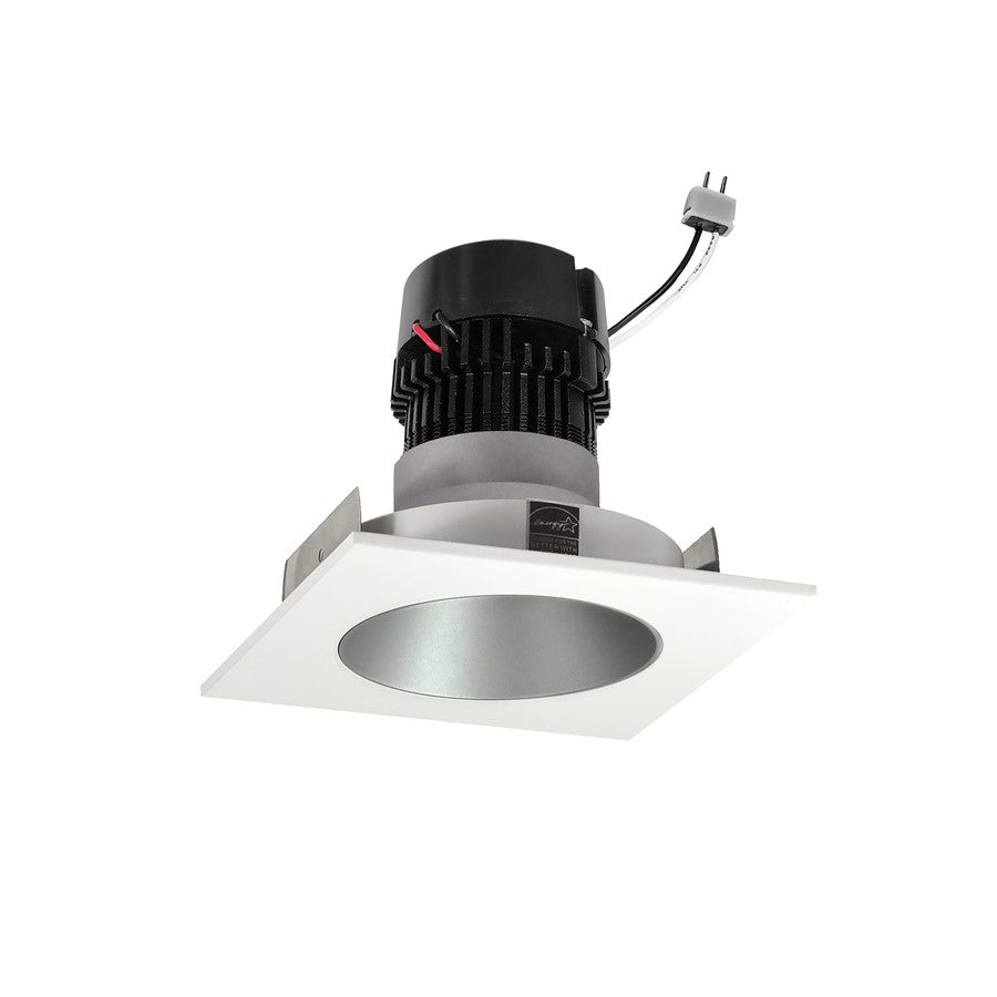 Nora 4" Pearl LED Sq Retro Reflect/Round Ap, 11W/2700K, HZ/WH - NPRLV-4SNDC27XHW