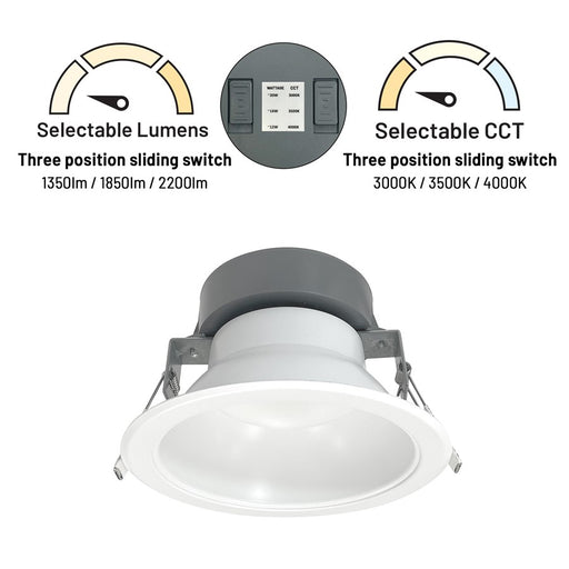 Nora 6" Quartz Round Can-Less LED Downlight/Lumens/120-277V/WH