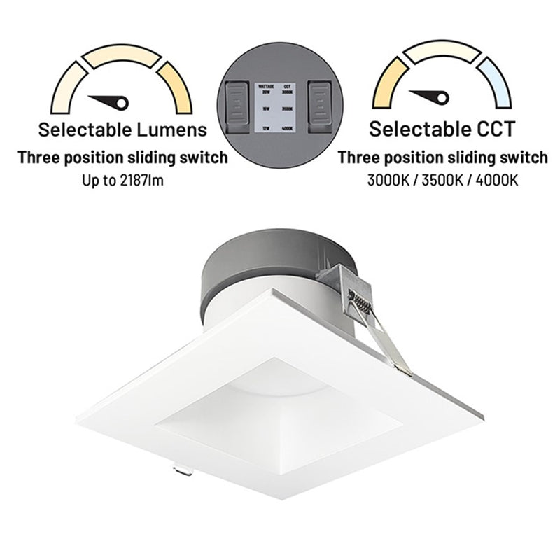 Nora 6" Quartz Sq Canless LED DnLt, Wht, MPW