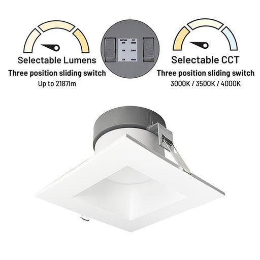 Nora 6" Quartz Sq Canless LED DnLt, Wht, MPW