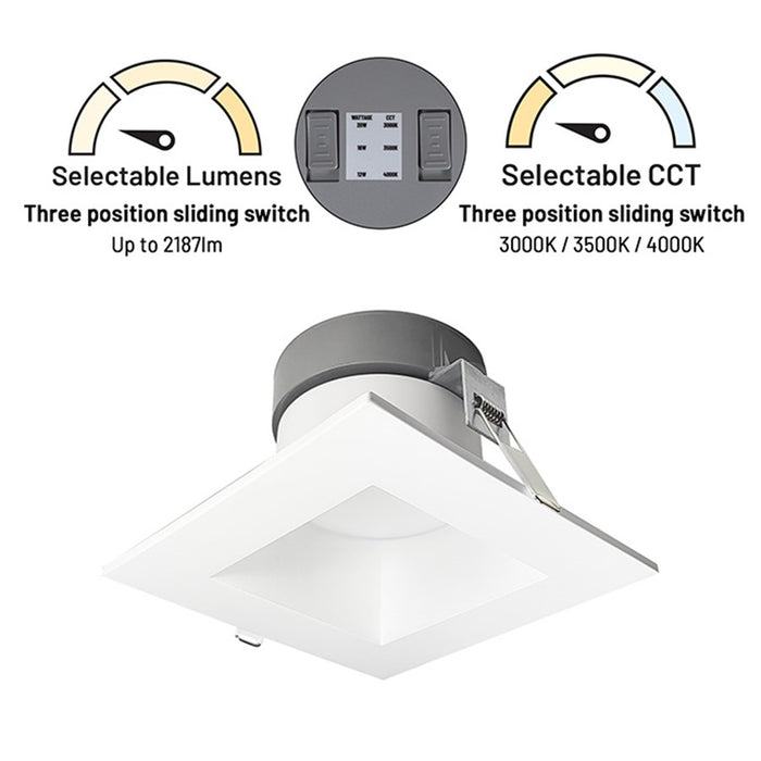 Nora 6" Quartz Sq Canless LED DnLt, Wht, MPW