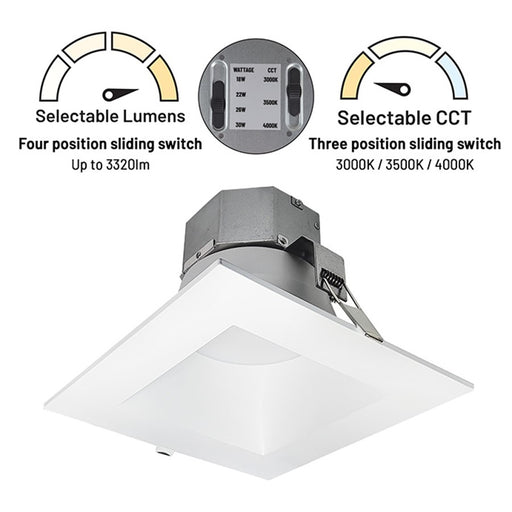 Nora 8" Quartz Sq Tunable Wht/Tunable Wattage Rcs LED, MPW