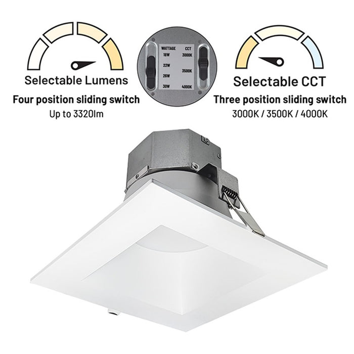 Nora 8" Quartz Sq Tunable Wht/Tunable Wattage Rcs LED, MPW
