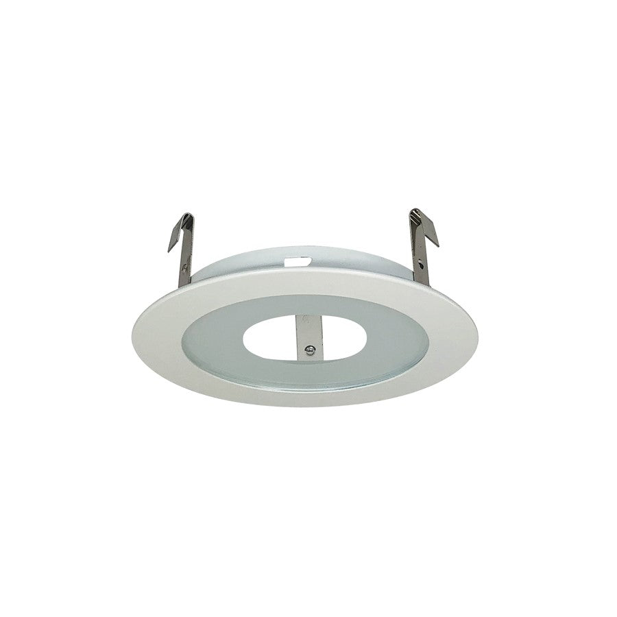 Nora Lighting 4" Frosted Flat Lens/Clear Center/Metal Trim, White - NS-27W