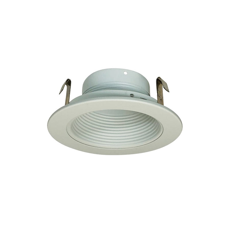 Nora Lighting 4" White Stepped Metal Baffle Trim/White Metal Ring - NS-40