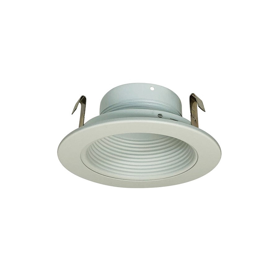 Nora Lighting 4" White Stepped Metal Baffle Trim/White Metal Ring - NS-40
