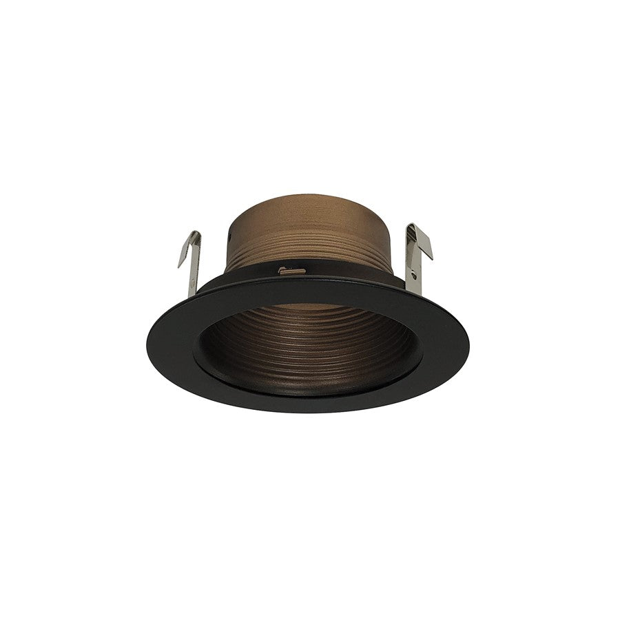 Nora Lighting 4" Bronze Stepped Metal Baffle Trim/Bronze Metal Ring - NS-40BZBZ