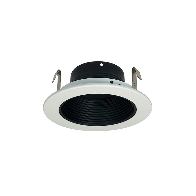 Nora Lighting 4" Black Stepped Metal Baffle Trim/White Metal Ring - NS-41