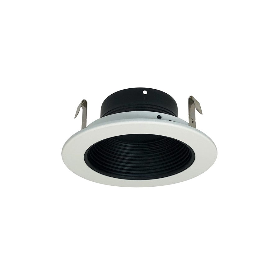 Nora Lighting 4" Black Stepped Metal Baffle Trim/White Metal Ring - NS-41