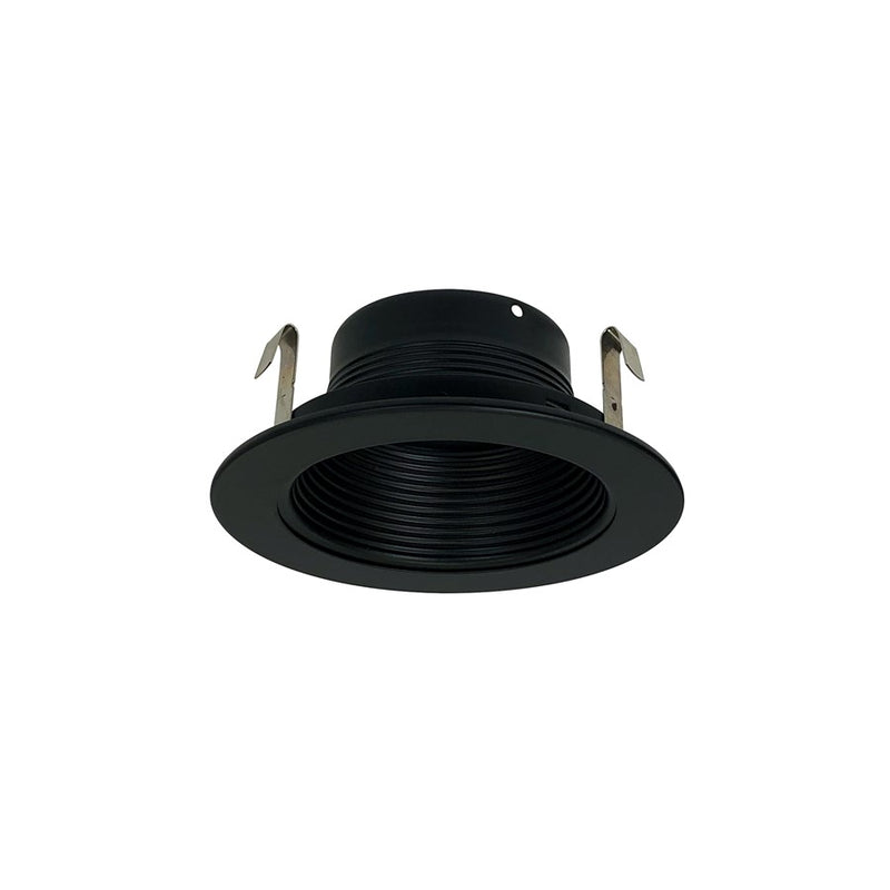 Nora Lighting 4" Black Stepped Metal Baffle Trim/Black Metal Ring - NS-41B