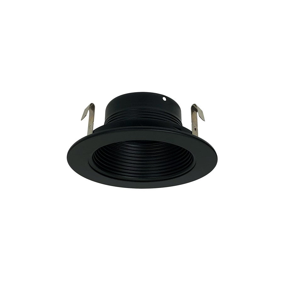 Nora Lighting 4" Black Stepped Metal Baffle Trim/Black Metal Ring - NS-41B