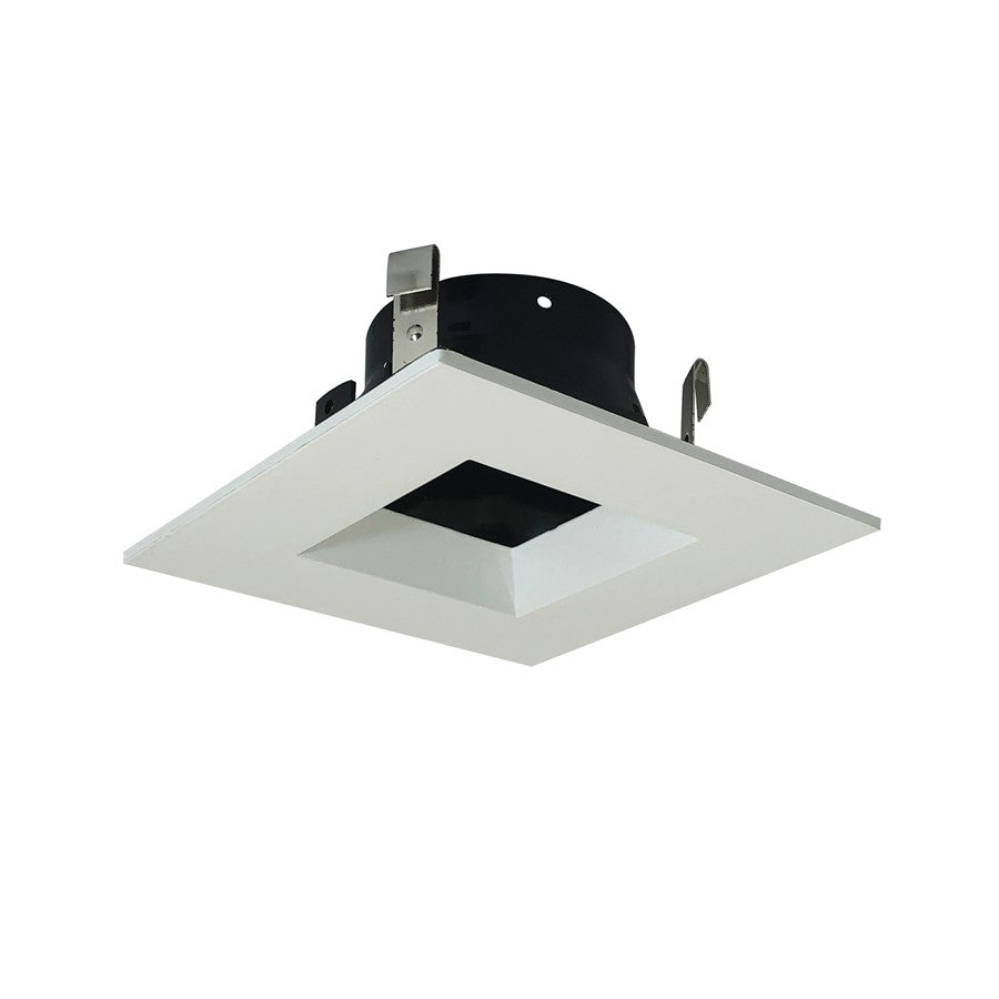 Nora Lighting 4"Square Trim Regress, Blk Ref, Wh/Wh - NS-4857BWW