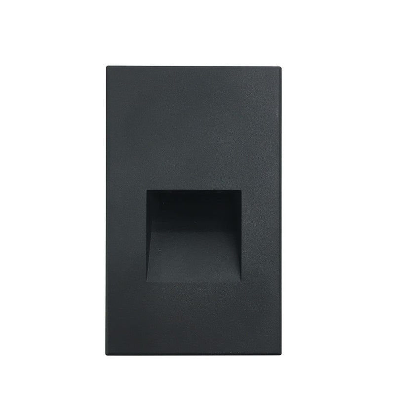 Nora Ari LED Step Lt w/Vertical Wall Wash Face Plate, 3000K, Blk - NSW-730-30B