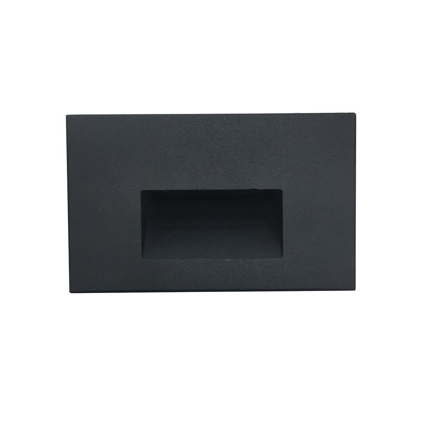 Nora Ari LED Step Lt w/Horizontal Wall Wash Face Plate, 3000K, Blk - NSW-740-30B